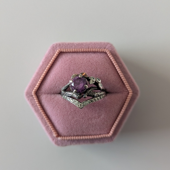 Sterling Silver and Alexandrite Chevron Ring - Picture 10 of 12